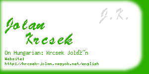 jolan krcsek business card